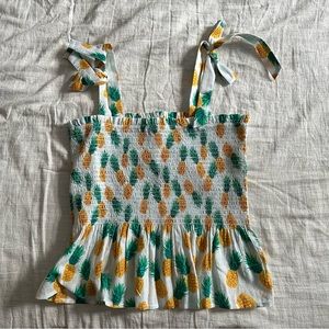 NWOT J Crew pineapple smocked tank top